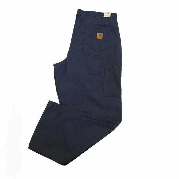 Carhartt Other - Carhartt Canvas Cargo Carpenter Dungaree Fit Navy Work Pants 36x30 NEW